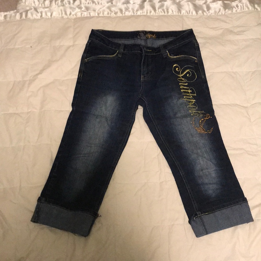 Cute knee length denim jeans
